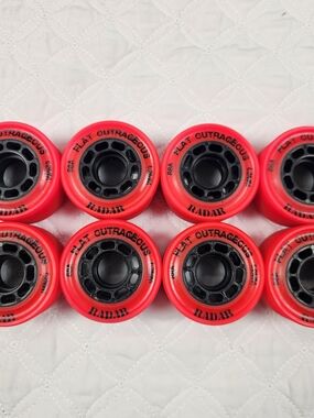Radar Flat Outrageous Pink Roller Skate Wheels - Set of 8